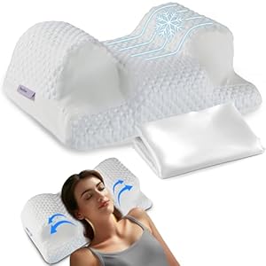 YourFacePillow, Back Sleeper Beauty Pillow, Cervical Neck Pillow Contour Memory Foam Pillow, Ergonomic Neck, Back & Shoulder Support. Back Sleeping Reduces Pressure on Skin – Cooling with Satin Case