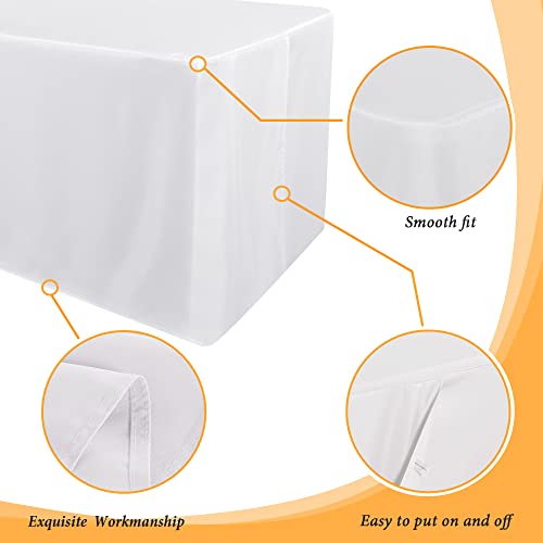 Obstal 4 Pack White Tablecloth Fitted Table Clothes for 6 Foot Rectangle Tables - Water Resistant Washable Fabric Polyester Rectangle Table Cover for Outdoor/Indoor Uses?72L x 30W x 30H Inches, White? by Obstal - Image 3