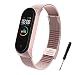 Produktbild Kcdream für Xiaomi Mi Band 4 Armband, Mi4 Ersatzband Edelstahl Armband Replacement Strap Uhrenarmbänder Metall für Xiaomi Mi Band 4 - Rosa