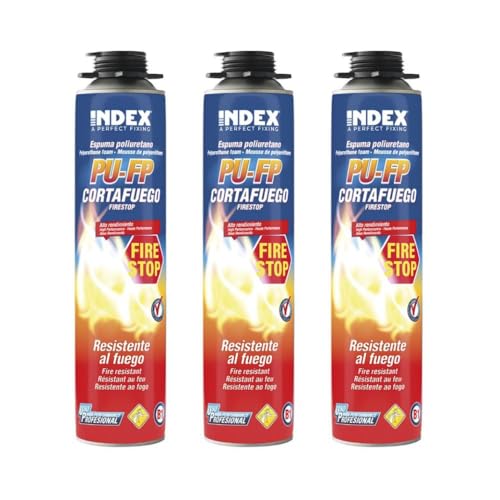 Brandschutzschaum B1 750ml, schwer entflammbar, feuchtigkeitshärtend, PU Pistolenschaum Montageschaum Bauschaum, Füll- und Dämmschaum, Dämmstoffkleber (3x 750 ml)