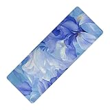 Art Iris dünne Yogamatte, rutschfest, Naturkautschuk, dick, 1 mm, mit Yoga-Tasche, 180,3 x 66 cm, Blau