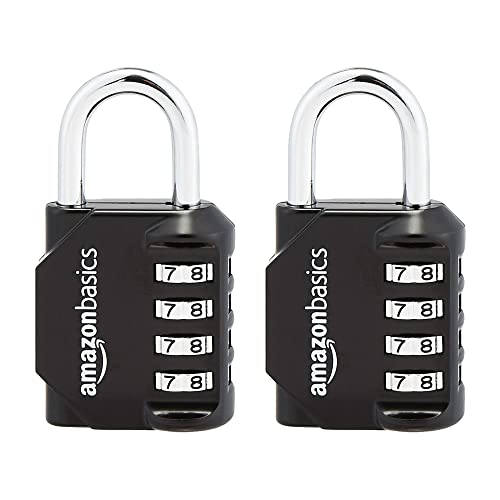 Amazon Basics AB-PL111 - Candado de Cerradura con combinación, negro ( Pacquete de 2 unidades)