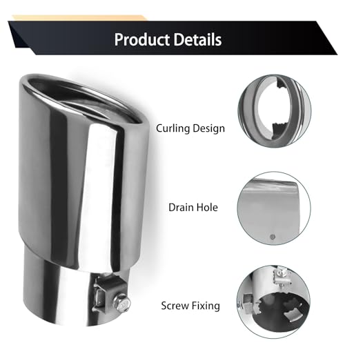 Ugshy UG90 1 Pc Car Tail Throat Exhaust Pipe, 5.5In X 2.5In Metal Vehicle Modification Muffler Tailpipe, Universal Durable Straight Automotive Tail Pipe Accessories thumb #2