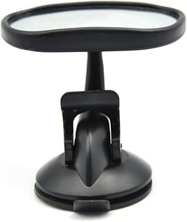 Shatterproof Baby Seat Mirror with Suction Cup, Wide Angle View | Rear Facing Car Seat Use, Adjustable Joint, Glass and PP PVC ABS Parts, Black Optic Plane Mirror