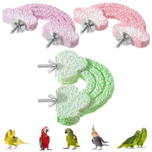 Image of Novabright 3 Pack Bird Beak Grinding Stone Cloud Shaped Bird Perch 6.1 x 2.9 Inch Washable Birds Cage Accessories Parakeet Perches Replacement of Natural Wood Perches for Budgies Cockatiels Conures