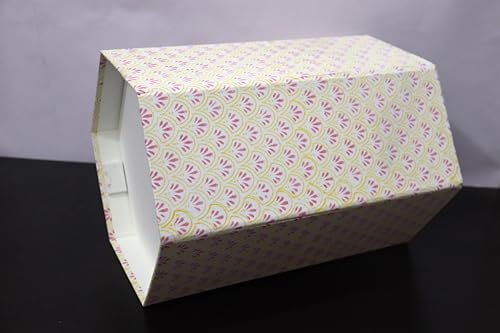 Image of 3.3 Gallon Cotton Hand Block Printed Paper Waste Basket |Small Decorative Trash Can for Housewarming Gifts in Living Room, Bedroom, Bathroom | Eco-Friendly, Plastic-Free (1, Small Yellow Pink)