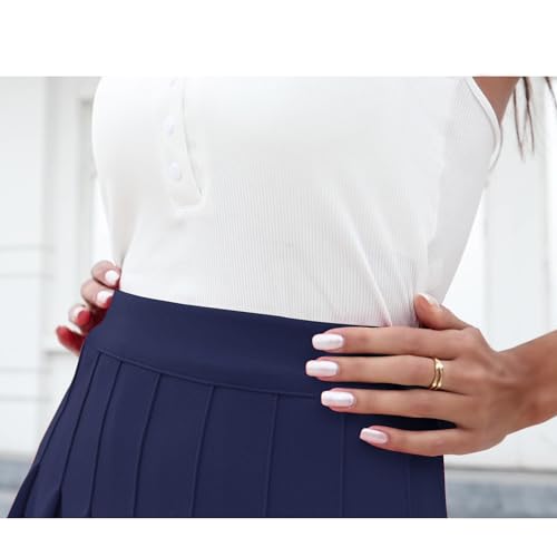 Image of Girstunm Women's Pleated Skirt Mini Skater Basic Skirts High Waist School Girls Uniform Short Cheerleader Skirt