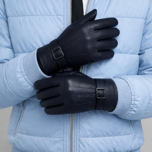 Image of TLN Genuine Leather Gloves for Men | Premium Soft & Warm Winter Gloves | Stylish Driving, Biking & Riding Gloves | Durable Hand Gloves for Outdoor, Motorcycle & Daily Use