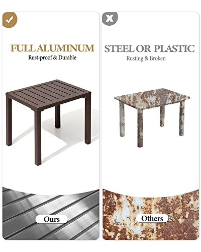 Crestlive Products Outdoor Side Table,Aluminum Rectangular Side/End Table, Small Patio Coffee Bistro Table For Outdoor Indoor(Brown) #TOP4