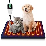 Moon River ペット用ホットカーペット ペット用ヒーター 12段階タイマー設定 7段階温度調節 噛み防止ケーブル 防水 電気マット 犬 猫 防寒対策 暖房器具 過熱防止 省エネ ヒーターマット 洗えるカバー ペット用品 50×46cm (ブルー)