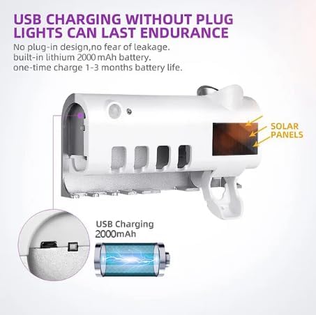 Miniatura 2 de Soporte para cepillo de dientes montado en la pared sin perforaciones, soporte para cepillos de dientes montado en la pared, kit de exprimidor