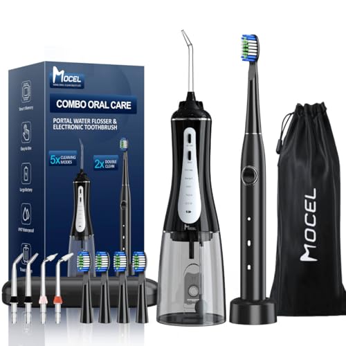 Image of MOCEL Water Dental Flosser and Electric Toothbrush Combo - Portable Oral Clean Kit for Teeth Cleaning, Braces & Gums Care
