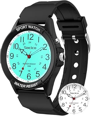 SOCICO Analog Watch for Women Nurses - 50M Waterproof with Night Light and 12/24H Display
