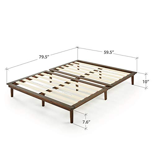 Zinus Bobbie 10 Inch Wood Platform Bed Frame / Mattress Foundation With Sturdy Wood Slat Support / Solid Acacia Wood / No Box Spring Needed / Tool Free Assembly, Queen #TOP4