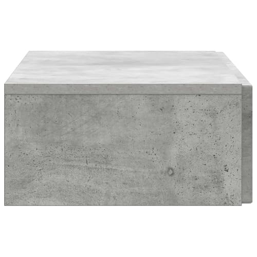Mesita de noche flotante gris hormigón de 87,5 cm con 1 cajón y estante de pared para el salón 7