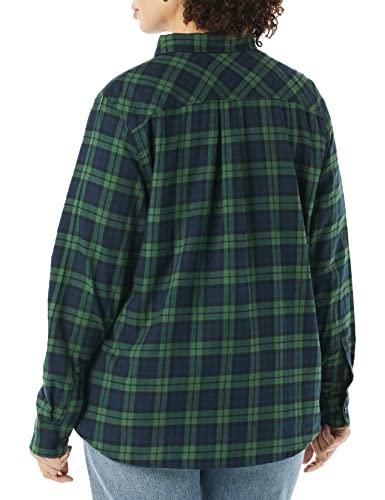 Image of Amazon Essentials Women's Regular-Fit Long-Sleeve Lightweight Plaid Flannel Shirt with Brushed Finish, Shirttail Hem