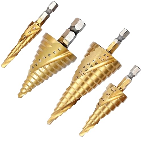 3PCS Foret Fraise Meche Etage, HSS Inox Metal, 4-12/20/32mm, Triangle Conique Titane, Avec Tige Hexagone, Pour Visseuse Percage Sur Acier | Leroy Merlin