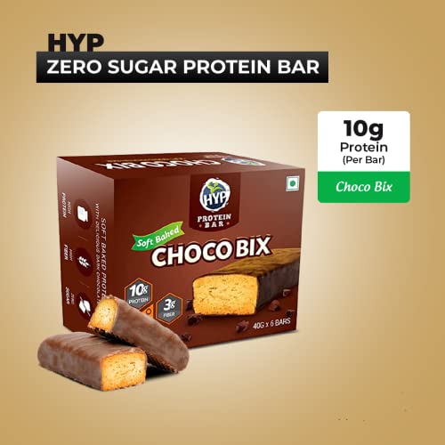 Image of HYP Zero Sugar Protein Bar, Choco Bix | 10G Protein Energy Bar | Sugar Free Protein Bar With Dark Chocolate Coating | High Protein Bars With No Added Preservatives | Protein Snacks-40 Gm