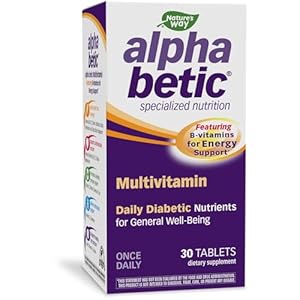 Nature’s Way alpha betic, Diabetic Multivitamin for Daily Nutritional Support, with B-Vitamins for Energy Metabolism Support*, Alpha Lipoic Acid, Taurine, Lutein, 30 Tablets