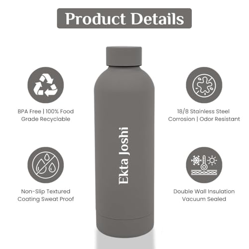 Image of Giftana 3 in 1 Personalized Diary, Pen & 500ml bottle Gift Set (Grey)