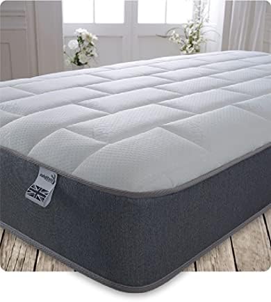 Starlight Beds  90cm x 200cm European Size Mattress. 7.5 Inch Deep Sprung European Size Foam Free Mattress Finished with a Luxurious Soft Cool Touch Top Panel and Grey Border (90cm x 200cm)