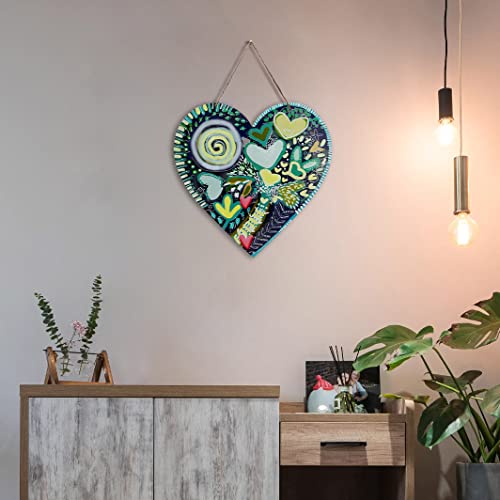 Fkka Front Porch Decor Farmhouse, Happy Tree Wall Art, Metal Heart Wall Decor For Bedroom, Easy Hanging With A Hanging Rope, Blue, Gift #TOP3