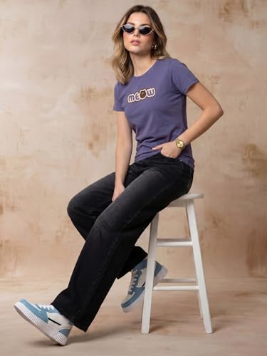 Image of JUNEBERRY Women's Regular Fit Pure Cotton Printed T-Shirt | Soft Fabric, Breathable Comfort | Round Neck, Half Sleeves, Round Neck (Size: S to 2XL)