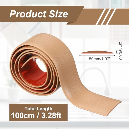 Bande de transition de sol en vinyle sourcing map marron clair 1m