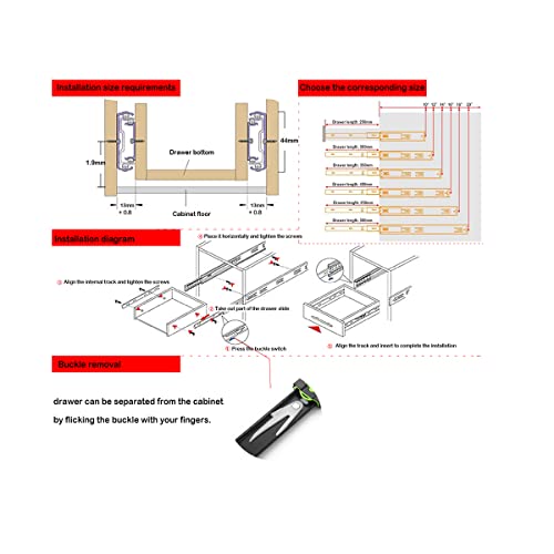 Stainless Steel Bearing Slide Mount Ultra Silent Drawer Slides 100Lb Capacity, Hardware Ball Bearing Side Mount Drawer Slides, Full Extension, Available In 12'',14'',16'',' Lengths （1 Pair） #TOP4