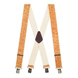 Suspender Store Novelty Maple Woodgrain Suspenders - Clip - X-Back - 48' for 5'9' to 6'2' tall