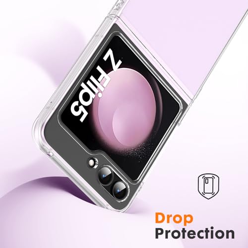 Ikziwreo Case for Samsung Galaxy Z Flip5 Phone Case, Shockproof, Anti-Scratches, Hard PC, Bumper Protective Shockproof Cover Phone Case for Samsung Galaxy Z Flip5 2023, Clear by Ikziwreo - Image 3