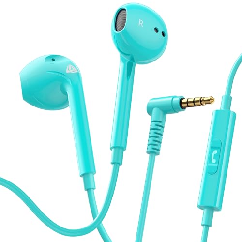 Ludos Zenith Auriculares In Ear con Cable y Microfono, 2 Años de Garantía, Auricular con Jack, Cascos Musica con Graves Potentes, para iPhone, iPad, Samsung, Xiaomi, Huawei, Gaming - Turquesa