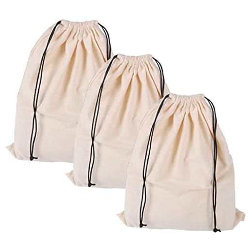 MISSLO Set of 3 Cotton Breathable Dust-proof Drawstring Storage Pouch Multi-functional Bag. Pack 3 S