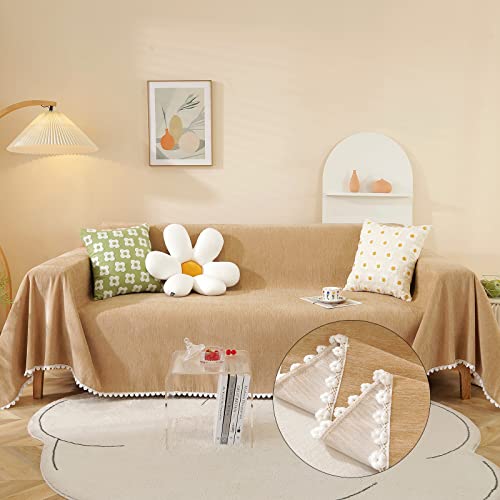 Handontime Khaki Couch Covers For Sectional Sofa L Shape Cute Loveseat Covers Dog Cover Covers, Sofa Covers For 3 Cushion Couch Chenille Sofa Slipcover Soft Sofa Cover For Sectional Sofa, 71" X118" #TOP10