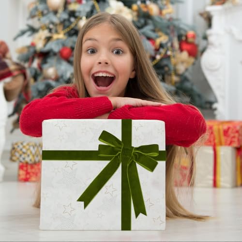 Image of Tsorode 10 Yards Black Velvet Ribbon 1 Inch for Christmas Tree,Velvet Christmas Ribbon for Gift Wrapping Crafts Bow Wreath Holiday Decorations (Olive Green, 1 inch-10 Yard)