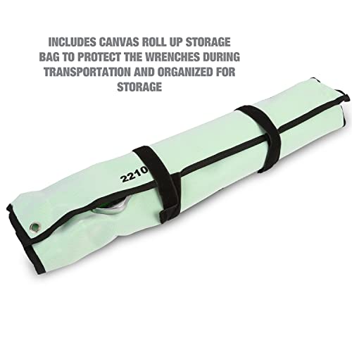 Oemtools 22100 Jumbo Combination Wrench Set, Sae, 6 Piece (1-1/16" - 1-7/16") | Box End & Offset Open End Combination Wrenches | Automobile Repair And Home Use | Green Canvas Tool Roll Included #TOP6