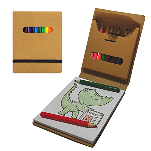Cuaderno bonito de viaje Infantil - Con 12 lápices de colores para colorear y dibujar para niños - Tamaño pequeño para poder pintar dibujos y Bloc de notas con páginas en blanco Cover