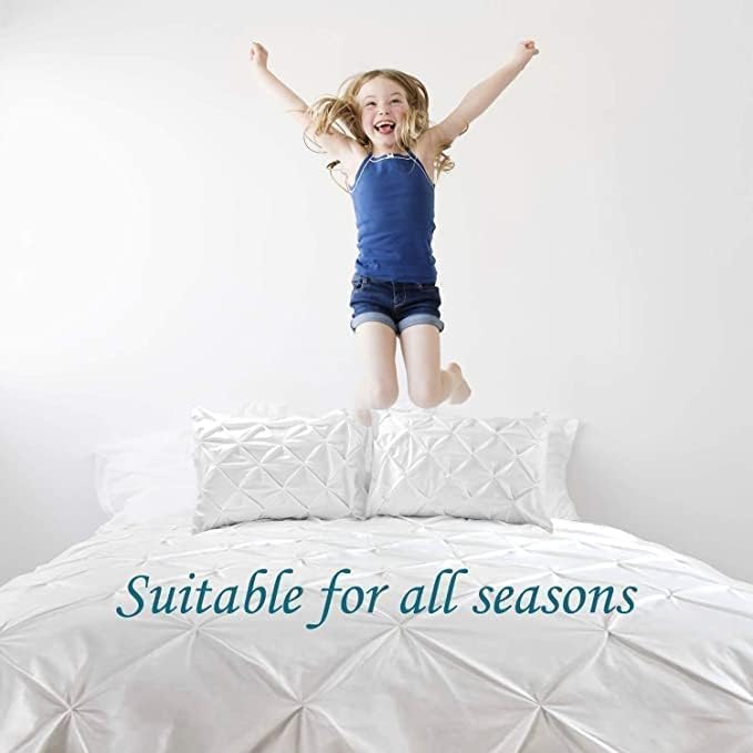 Miniatura 6 de Juego de 2 fundas de almohada chapadaspintuck, color blanco, lisas, decorativas, de 800 hilos, algodón egipcio de fibra larga, tamaño