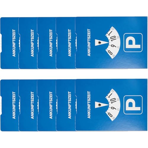 Lot de 10 Disques de Stationnement en Papier Bleu 11x15 cm - Horodateur Manuel à Heure d'Arrivée Réglable - Conforme Zone Bleue Européenne