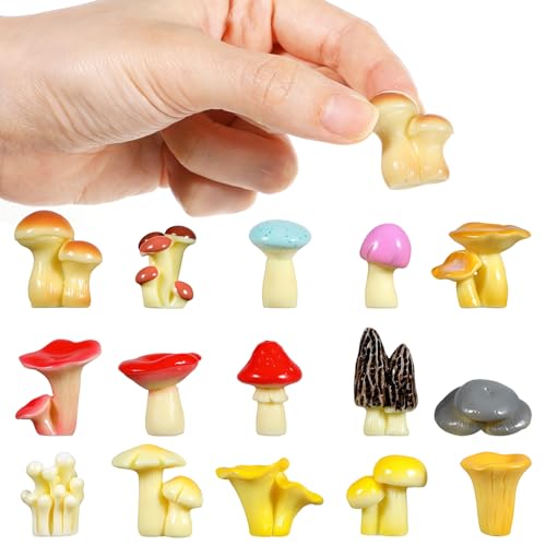 ADLABLD 30pcs Mini Mushrooms Figures for Mushroom Decor Colorful Mini Resin Mushroom Trinkets Tiny Mushrooms Accessories for Fairy Garden Terrarium DIY Crafts