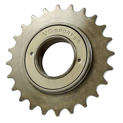 VG SPORTS Single Speed Bike Freewheel, 24T Compatible with 1/2\' x 1/8\' Bicycle One-Speed Freewheel Threaded Type Freehub Replacement Parts (Brown)