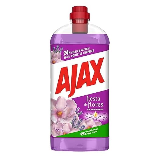 Ajax Fiesta De Flores De Lavanda, Limpiador De Hogar, Superficies Limpias, 1.25L