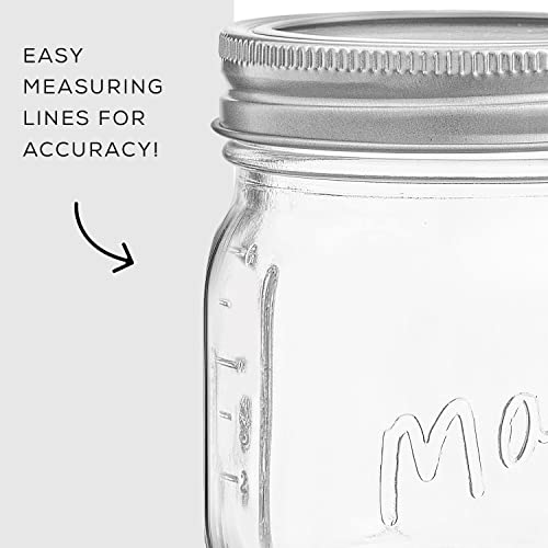 JoyJolt 8 Oz Mason Jars With Lids, Labels and Measures! 6-Pack Regular Mouth Mason Jars, Glass Jar with Lid and Band. Airtight Canning Jars, Overnight Oats Jars, Salad Jars, Sourdough Starter Jar by JoyJolt - Image 5