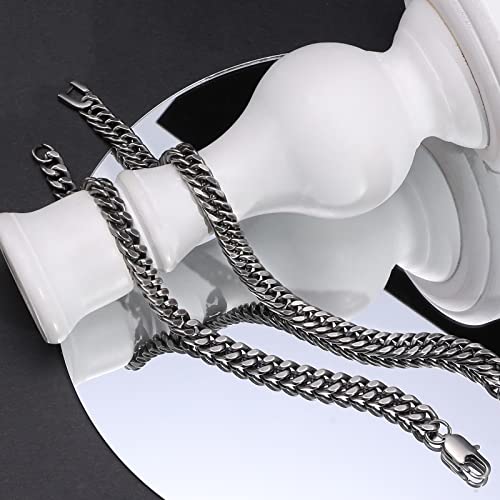 Vnox 2 Pcs Chain Bracelets For Men - Mens Bracelet Chunky Cool Metal Link Stainless Steel Link Chain Bracelets For Men Women | Hip Hop Jewelry Gifts For Him Men Dad Boyfriend Son Husabnd,8.3 Inches #TOP3