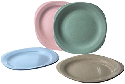 Children Plates Wheat Straw Healthy and Unbreakable Dinner Plate Tableware Dish for Kids (4-pack)