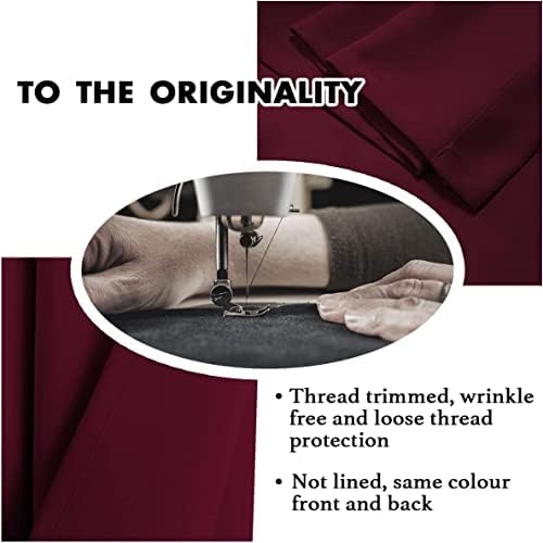 Thermal Insulated Bedroom Blackout Curtains Pencil Pleat Thermal Insulated Curtains Pair for Kids' Bedroom with Two Tie Backs, Energy Saving & Noise Reducting, 46" Width x 54" Drop, Burgundy 2 Panels
