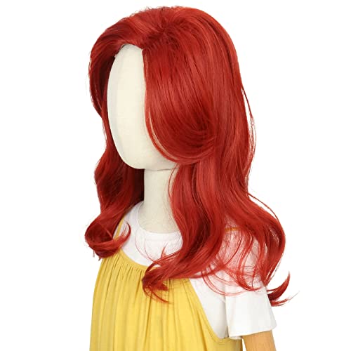 Koonfan Ariel Wig For Girls Princess Kids Halloween Costume Cosplay Long Curly Wavy Red Wig #TOP5