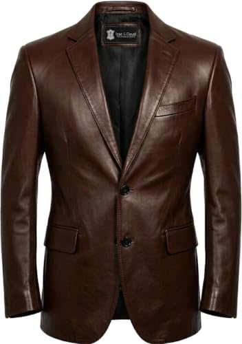 Image of Isaac & David Chicago Lambskin Genuine Casual Wear Leather Blazer Sport Coat Classic Button Closure for Men 2 Button Coat