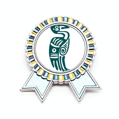 Broche Totems du Mexique aigle en métal ciselé style antique