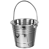 TOYANDONA Cubo Enfriador de Vino y Hielo de Acero Inoxidable con Asa Portátil Balde Metálico Multiusos para Bebidas y Almacenamiento Fiestas y Hogar